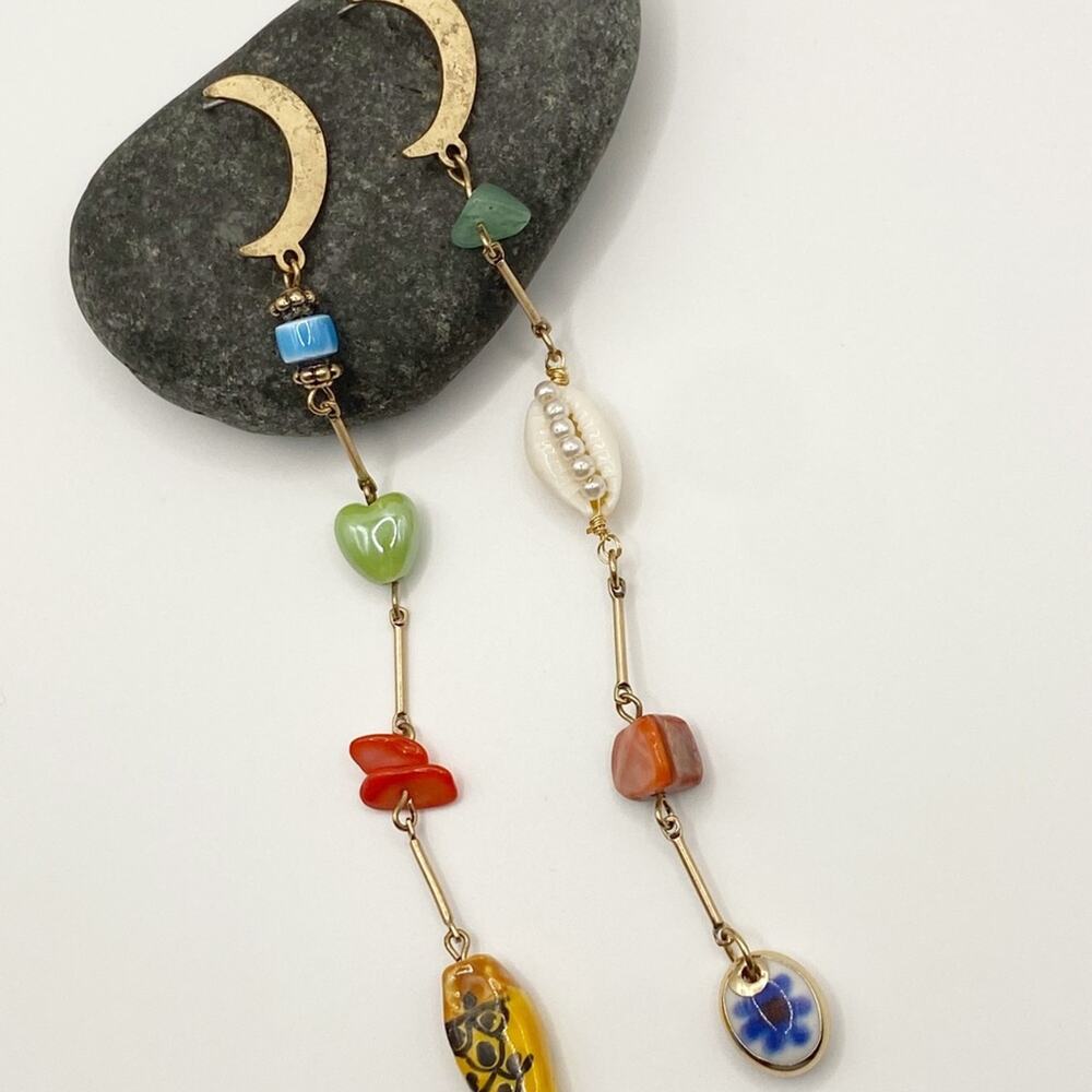 NEW Crescent Moon Charm Dangle Earrings - Picture 2 of 14